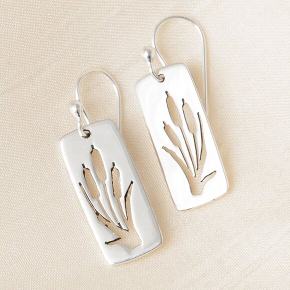 Sterling Silver Cattail Earrings - Picture 1 of 1